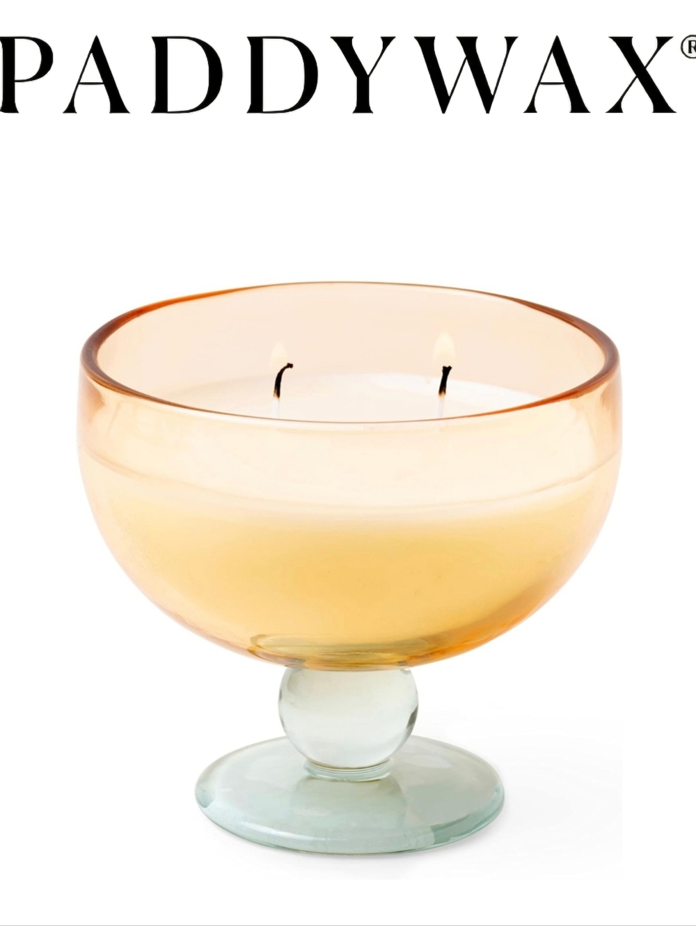 Paddywax Two-Wick Amber Glass Pedestal Candle NWOT